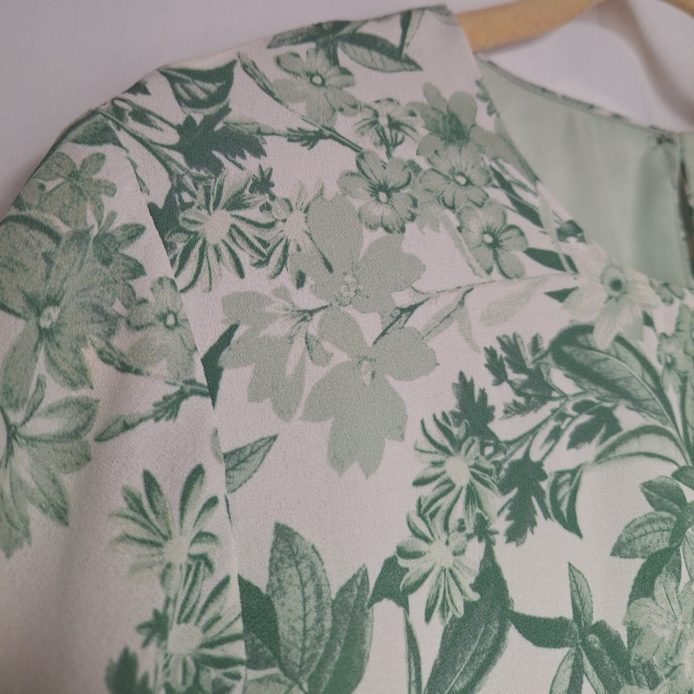 Halogen Green and White Floral Maxi Dress Size M - Picture 3 of 11